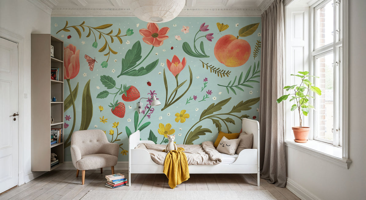 Spring Botanical Mural Wallpaper - room preview 04
