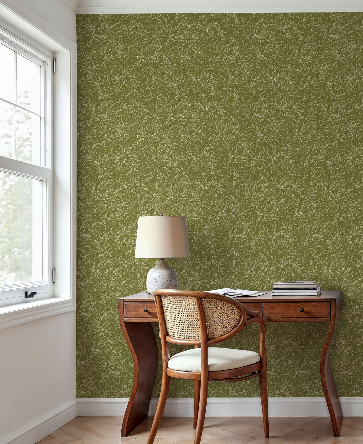 Catch the Breeze, Olive Mural Wallpaper - room preview 04