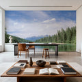 Mountain Mirror Lake Mural Wallpaper - Neutral Tone - room preview 04