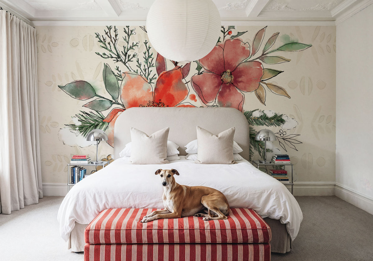 Festive Blooms VII Mural Wallpaper - room preview 04