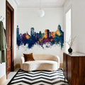 Madison Wisconsin Skyline Blue & Bronze Mural Wallpaper - room preview 04