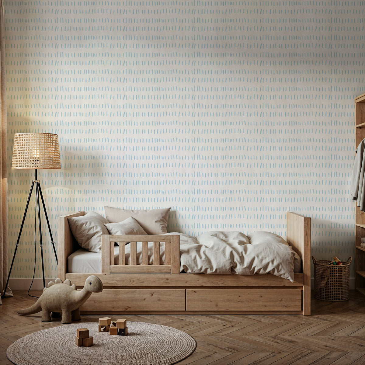 Coastal Leaning Light Blue Mural Wallpaper - room preview 04