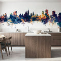 Ottowa Canada Skyline Blue & Bronze Mural Wallpaper - room preview 04