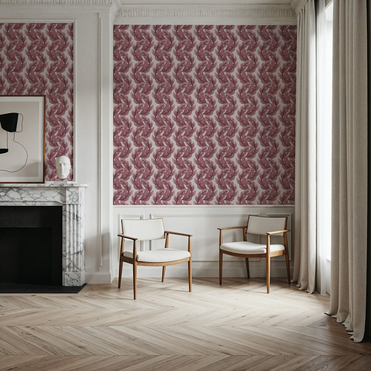Verdant Plume, Chalky Rose Mural Wallpaper - room preview 04