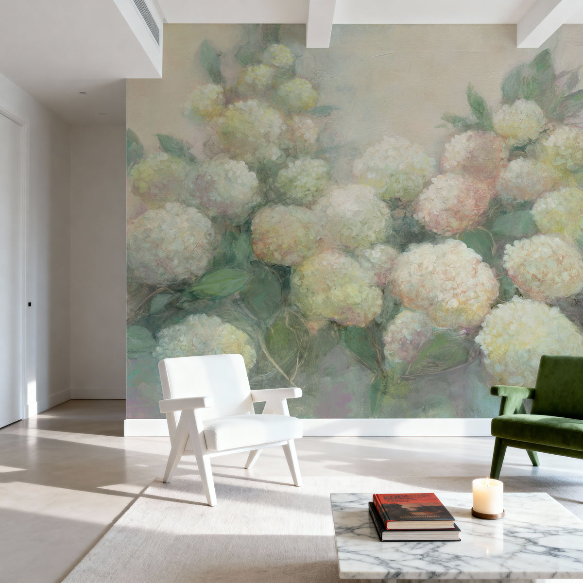 Annabelle Hydrangeas Mural Wallpaper - room preview 04