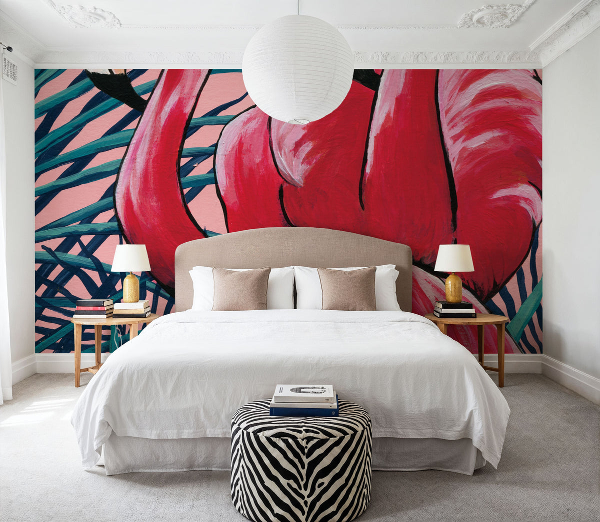 Tropical Paradise Flamingos Mural Wallpaper - room preview 04