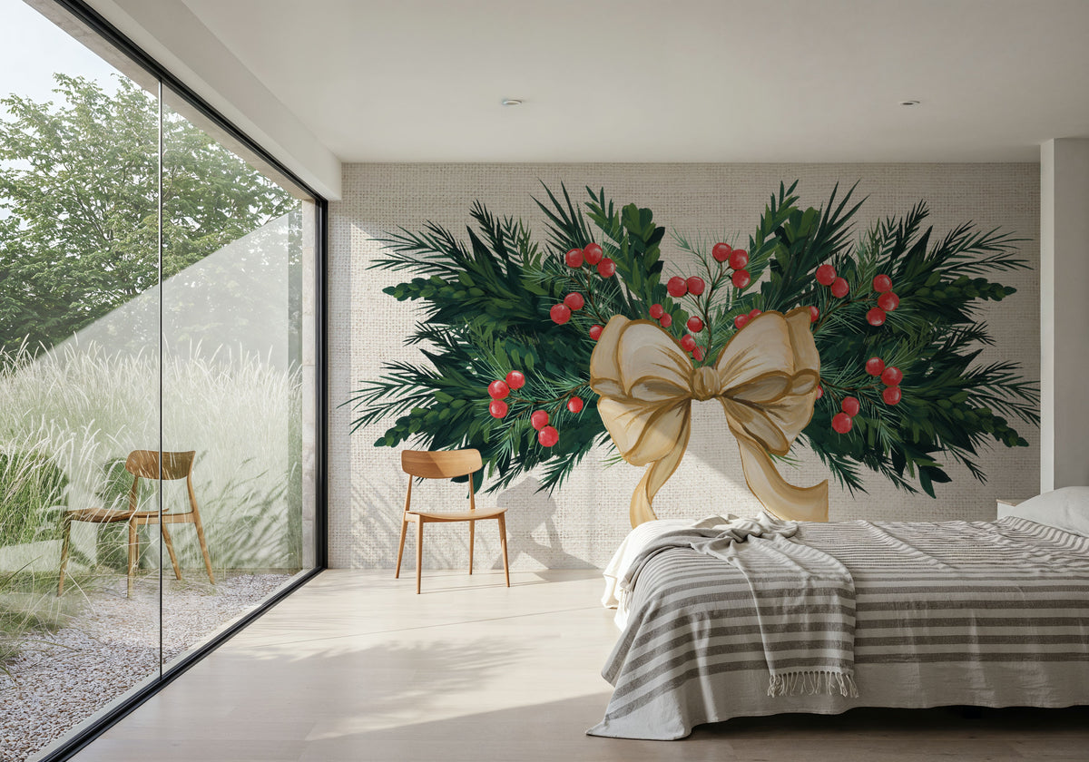 Evergreen Christmas I Mural Wallpaper - room preview 04