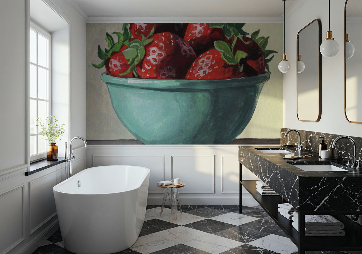 Country Kitchen Strawberries Mural Wallpaper - room preview 04
