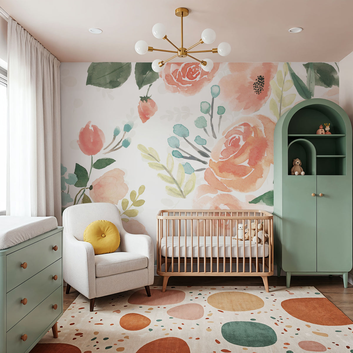 Blooming Delight III White Mural Wallpaper - room preview 04