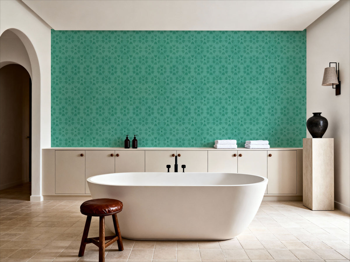 La Vida Flowers Blue Mural Wallpaper - room preview 04