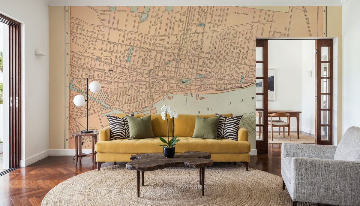 Map of Montreal Mural Wallpaper - room preview 04