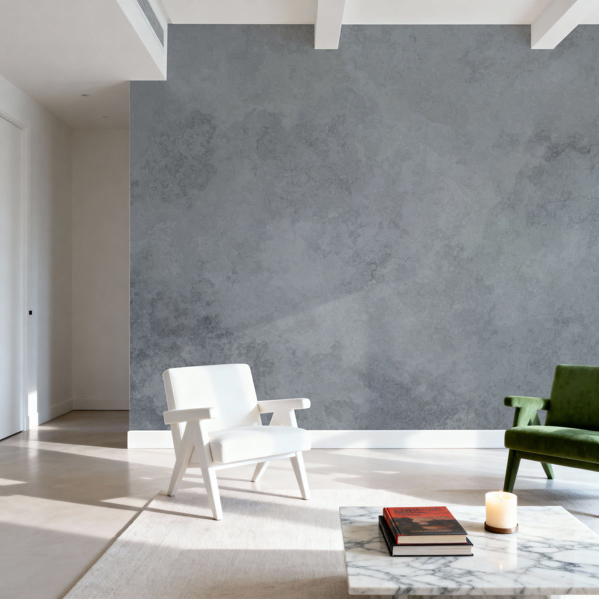 Subtle Plaster Wall, Grey Mural Wallpaper - room preview 04