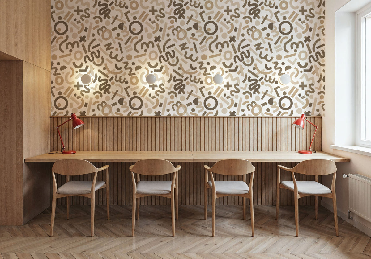 Pop Letter Marks, Coffee Mural Wallpaper - room preview 04