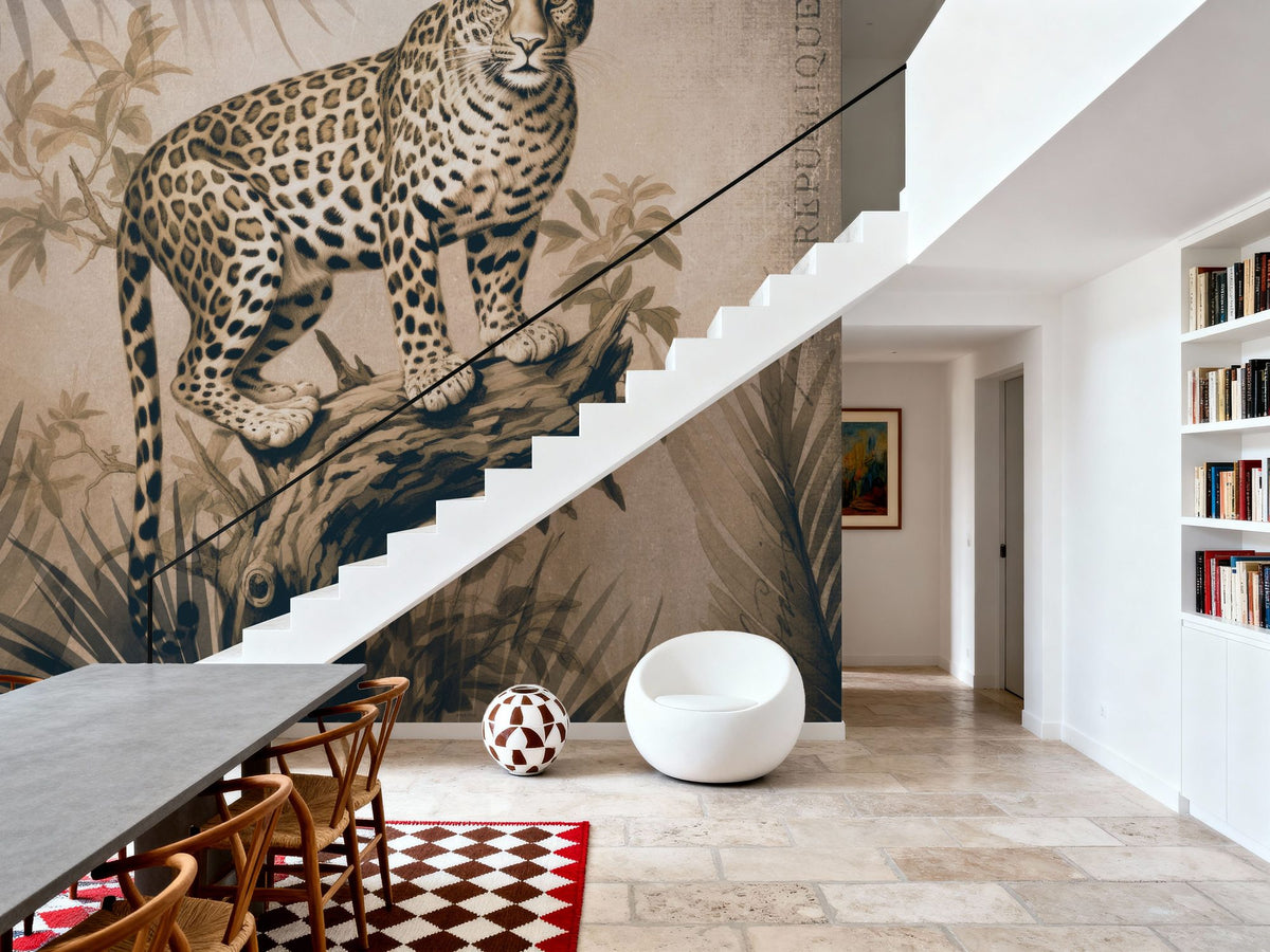 Cheetahs Exotic Jungle Monochrome Mural Wallpaper - room preview 04