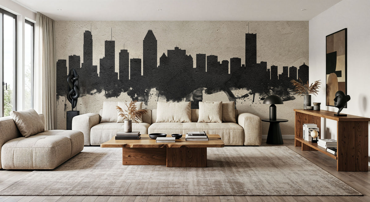 Montreal Canada Skyline Concrete Mural Wallpaper - room preview 04
