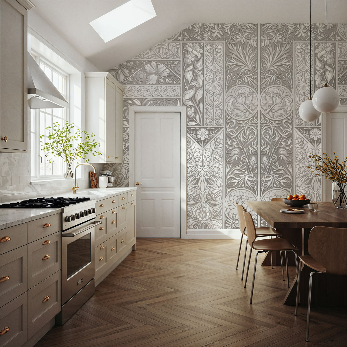 Flower Collection, Ecru Mural Wallpaper - room preview 04