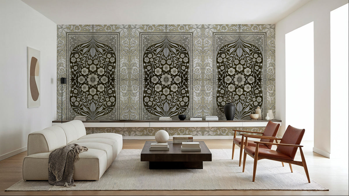 My Floral Dreams, Ecru Mural Wallpaper - room preview 04