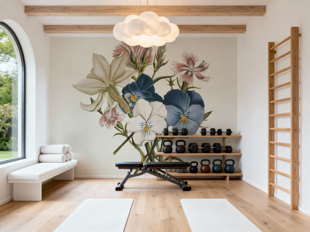 Pansy Party II Honeybloom Mural Wallpaper - room preview 04