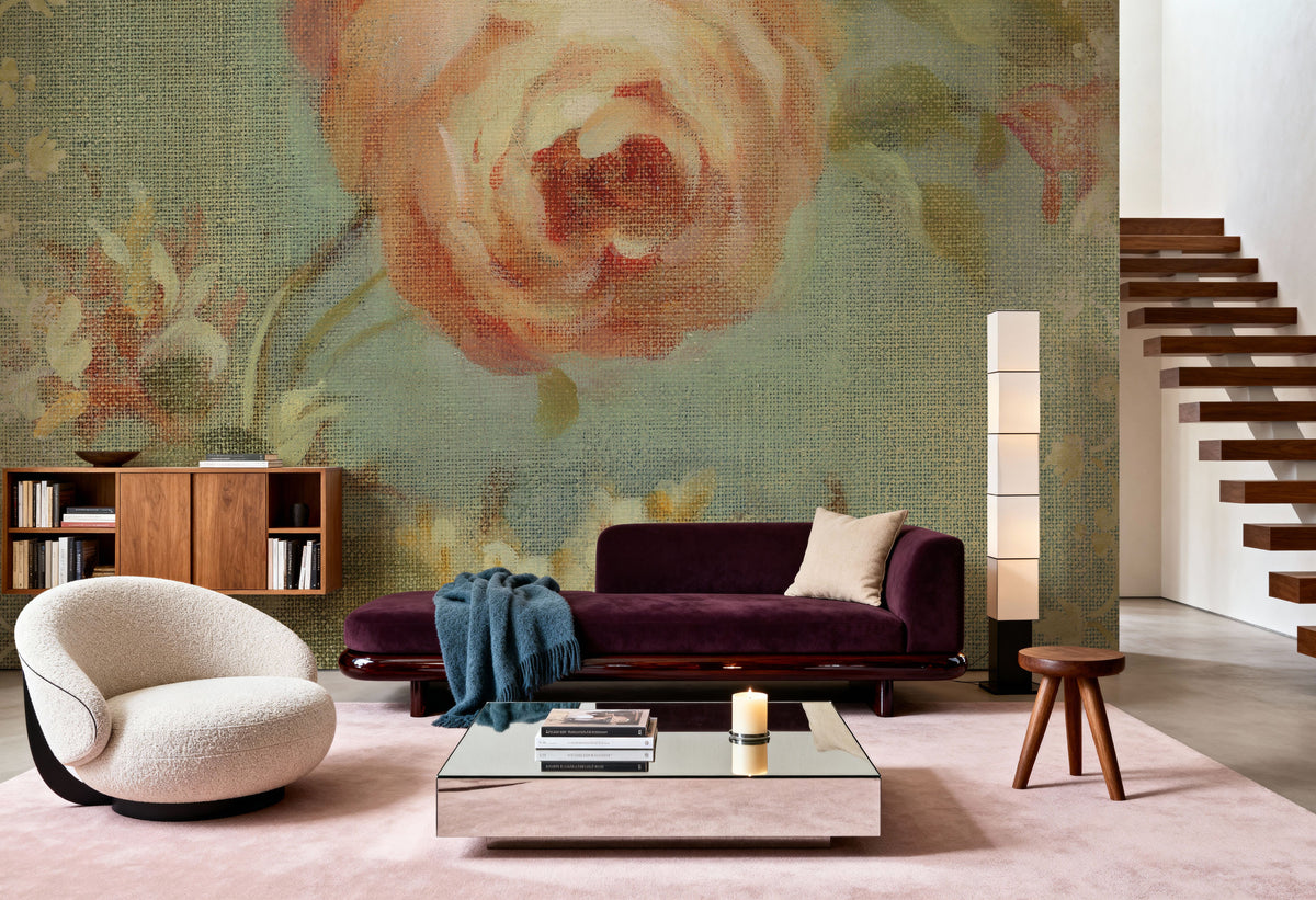 Rose on Sage Mural Wallpaper - room preview 04