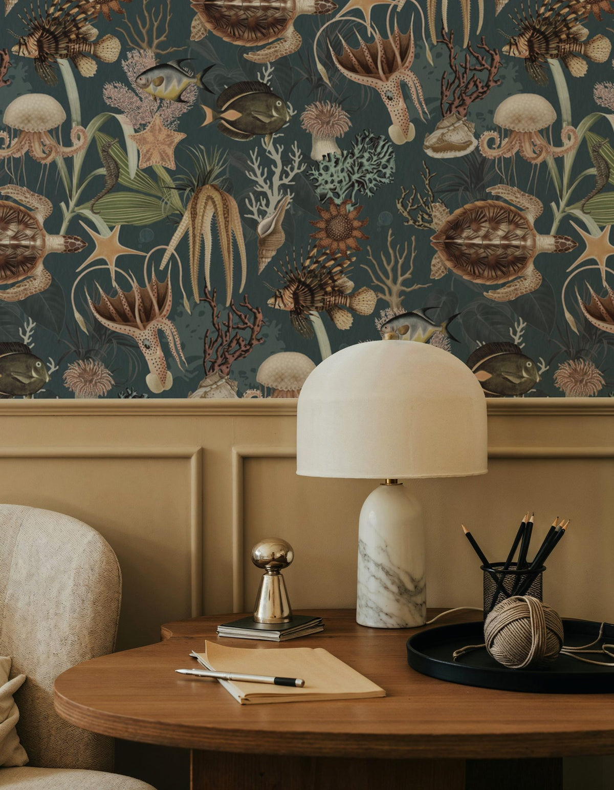 Deep Sea, Pigeon Blue Mural Wallpaper - room preview 04
