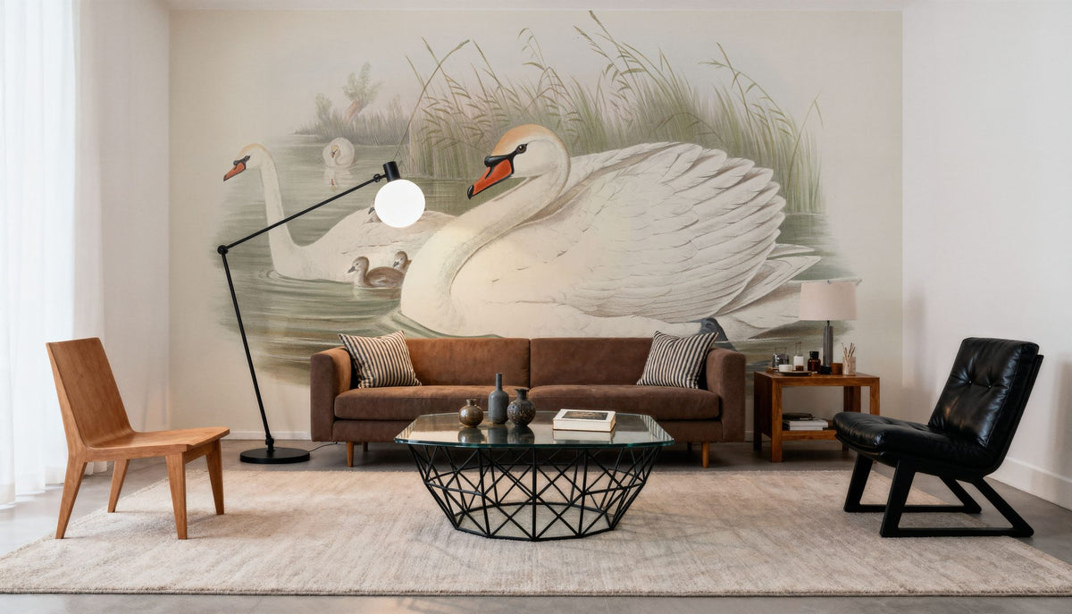 Swan Lake Mural Wallpaper - Light Tone - room preview 04