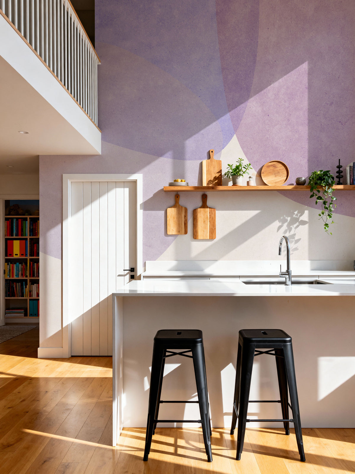 Embracing Shapes, Aura Indigo Mural Wallpaper - room preview 04