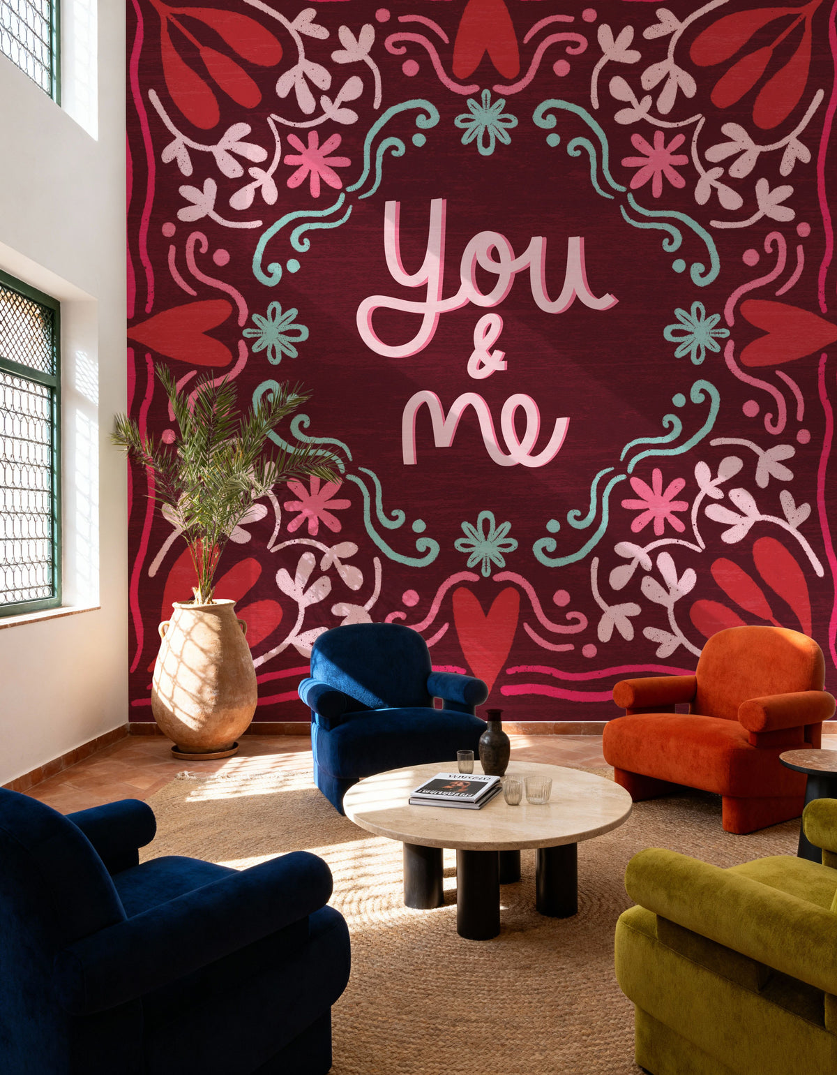Love Sentiments You and Me Mural Wallpaper - room preview 04