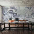 The Tenderness of Orchids, Ice Blue Mural Wallpaper - room preview 04