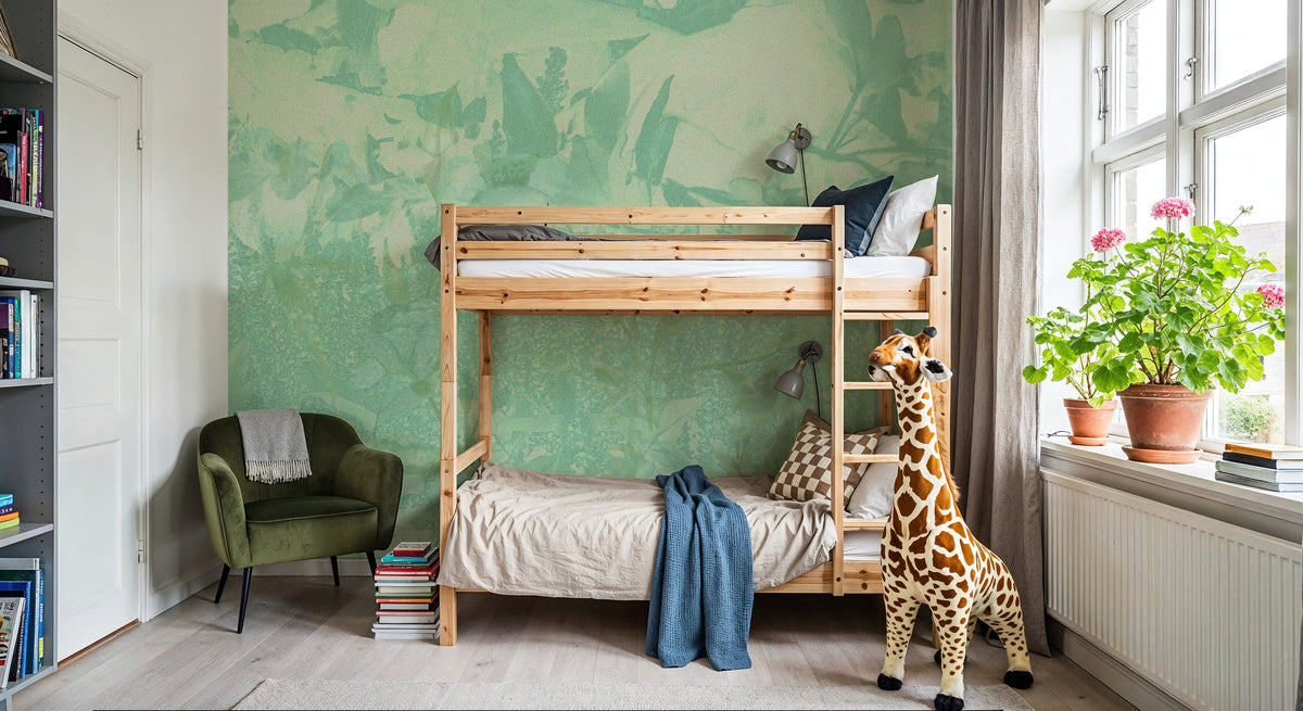 Meadow Memories, Mint Green Mural Wallpaper - room preview 04