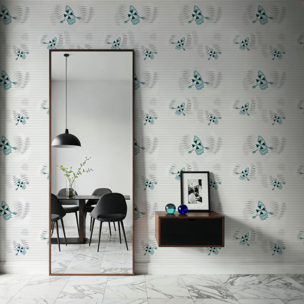Lazy Paddle, Gray Mural Wallpaper - room preview 04