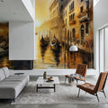 Sunset Over Venetian Canals with Gondolas Mural Wallpaper - room preview 04
