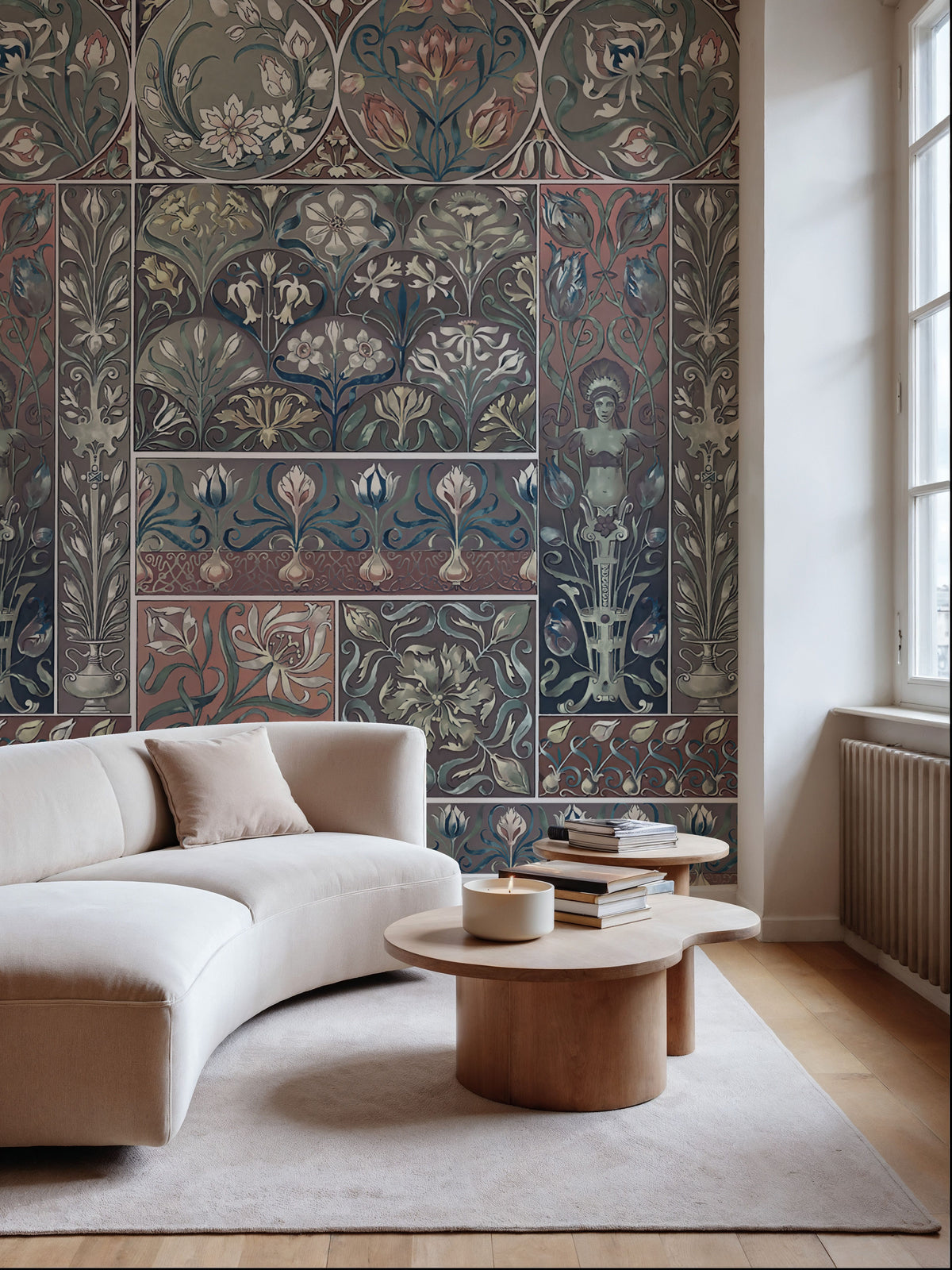 Art Deco Floral Wall Mural Wallpaper - room preview 04