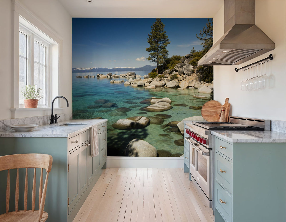 Mountain Lake Tranquility Mural Wallpaper - room preview 04