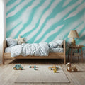 Watercolor Tiger Stripes, Turqouise Mural Wallpaper - room preview 04