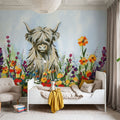 Longhorn in Spring Flowers Mural Wallpaper - room preview 04
