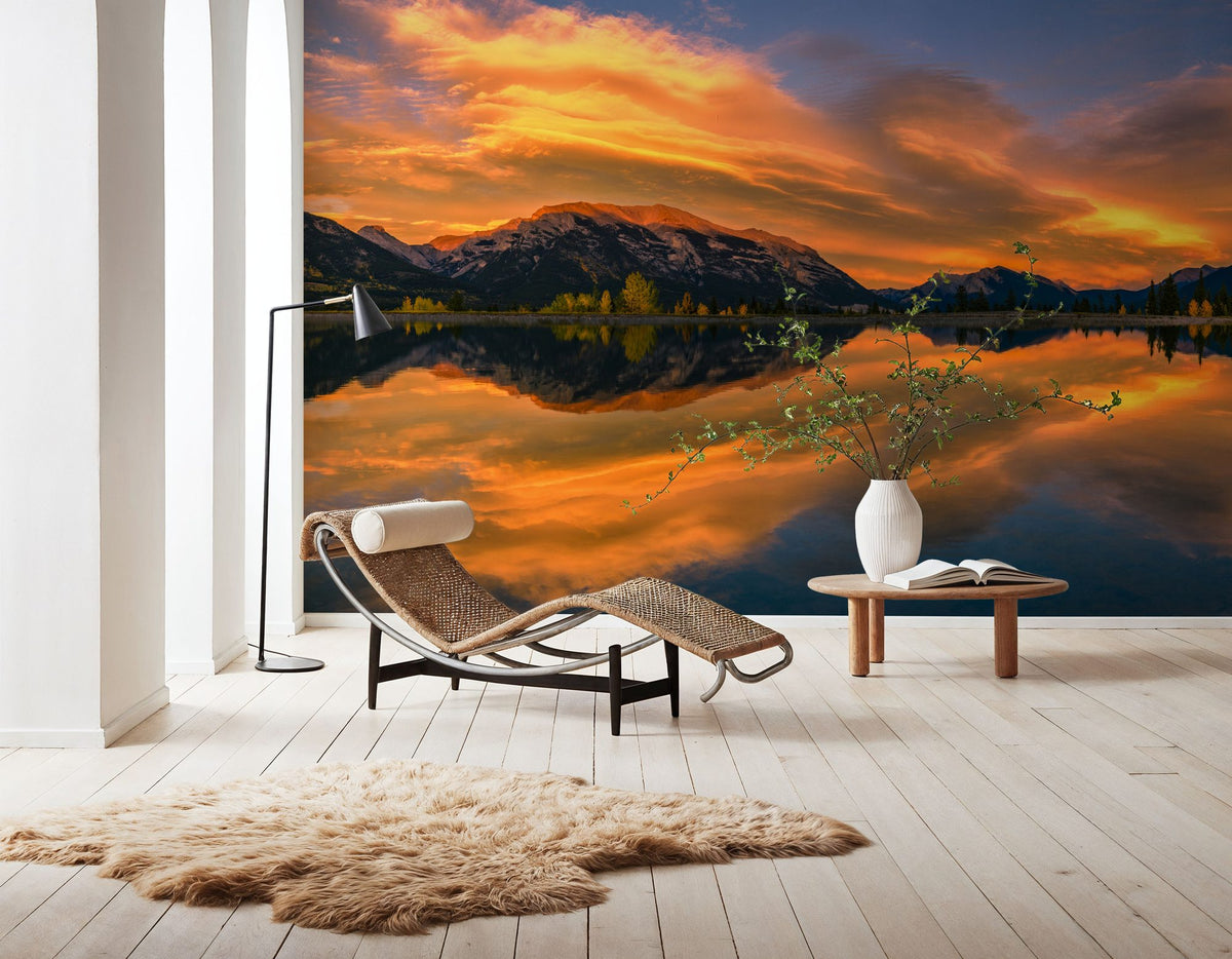 Grotto Mountain Mural Wallpaper - Red Tone - room preview 04