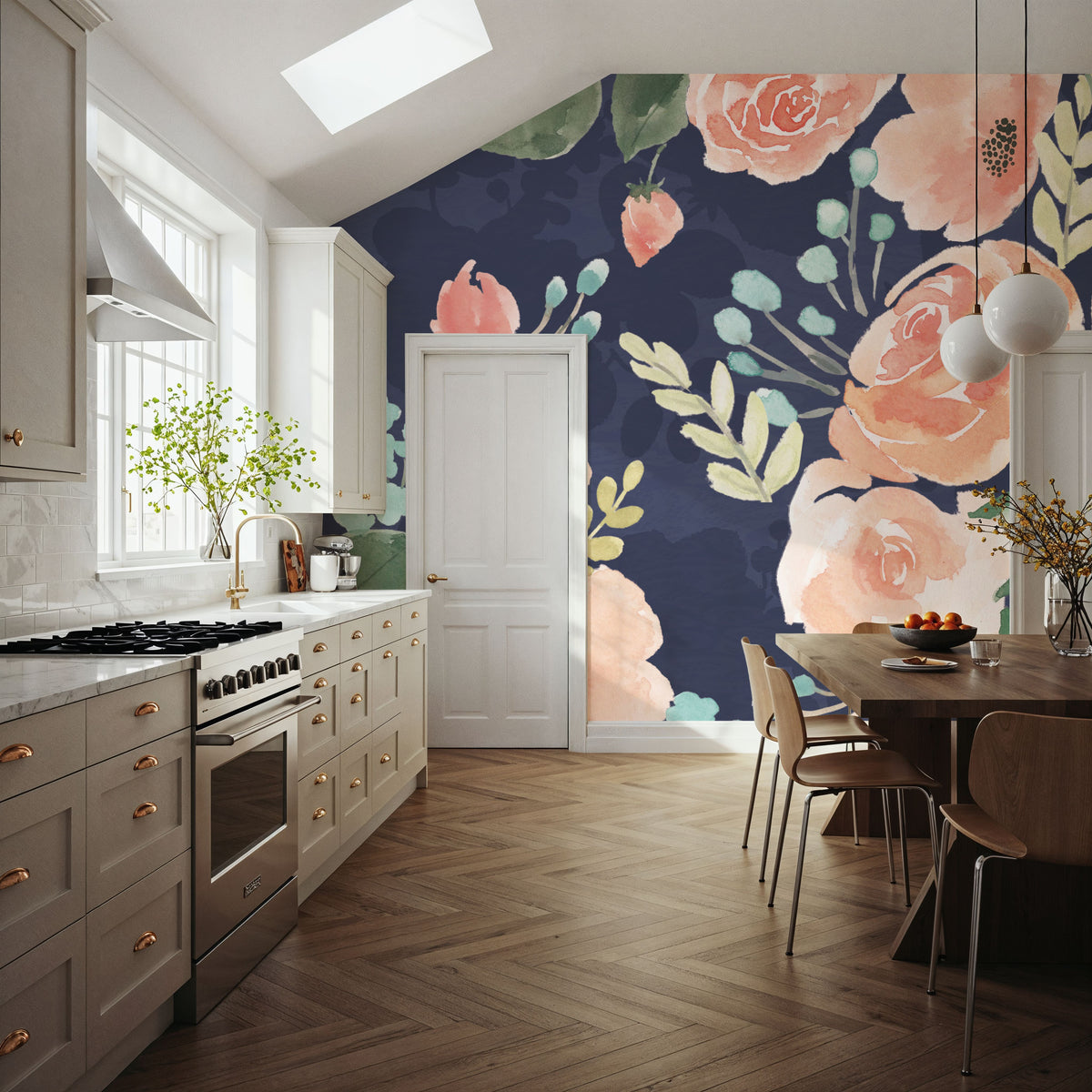 Blooming Delight III Blue Mural Wallpaper - room preview 04