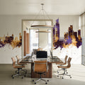 Karachi Pakistan Skyline Purple & Gold Mural Wallpaper - room preview 04