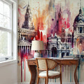 Watercolor Skyline Madrid Mural Wallpaper - room preview 04