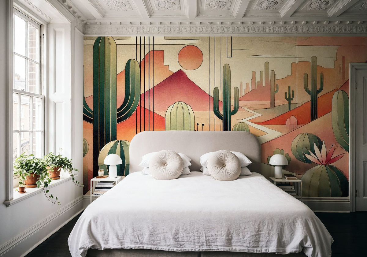 Cactus Sunset Vista Mural Wallpaper - room preview 04