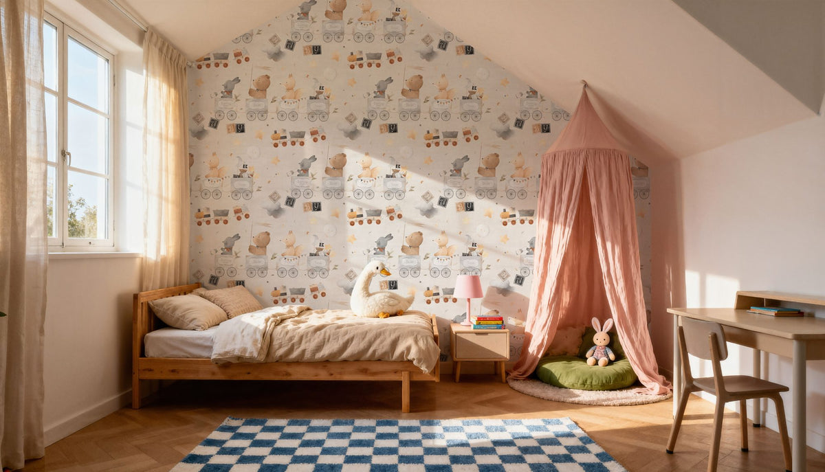 Sky Train, Light Beige Mural Wallpaper - room preview 04