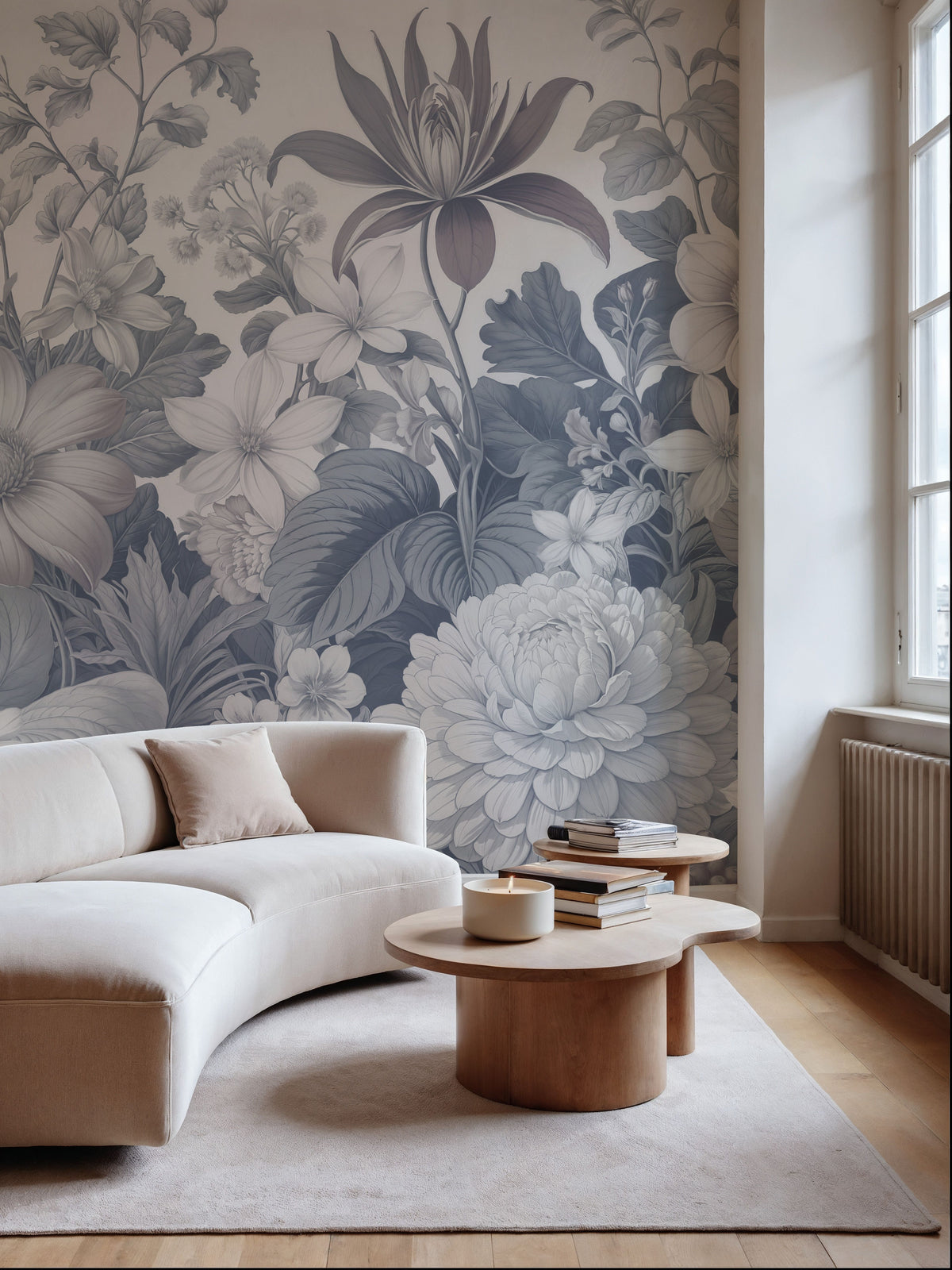 Dahlia Days, Ice Blue Mural Wallpaper - room preview 04