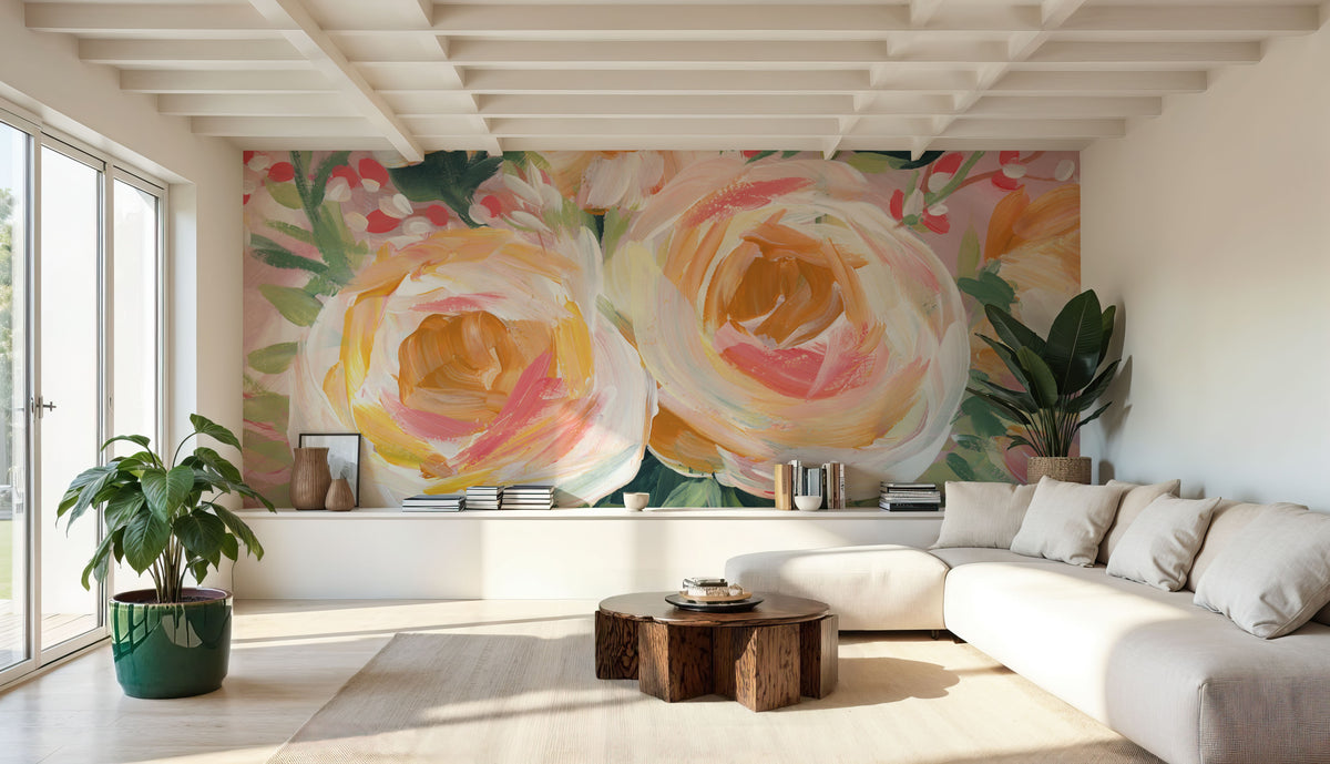 Spring Blooms in Striped Vase II Mural Wallpaper - room preview 04