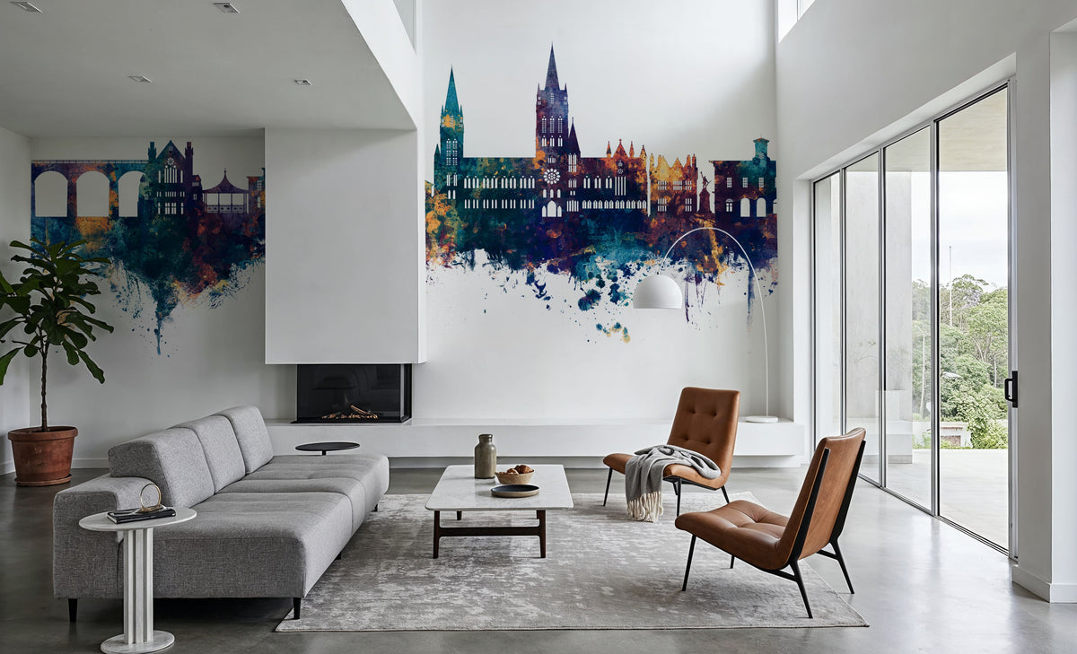Truro England Skyline Blue & Bronze Mural Wallpaper - room preview 04