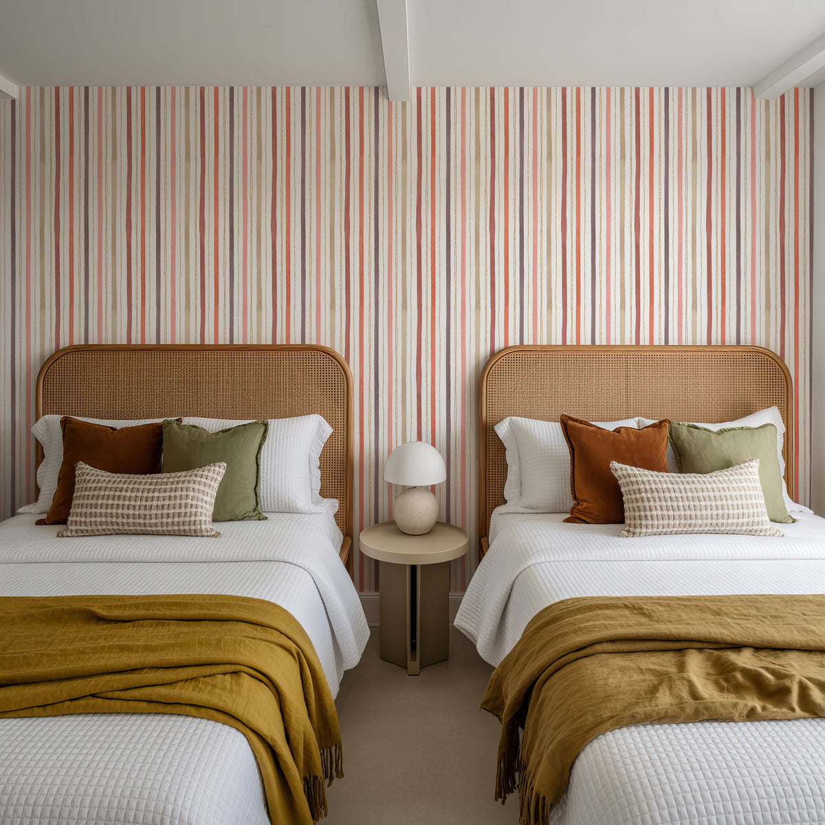 Bloom Lines White Mural Wallpaper - room preview 04