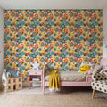 Flower Power, Yellow on Cream Mural Wallpaper - room preview 04