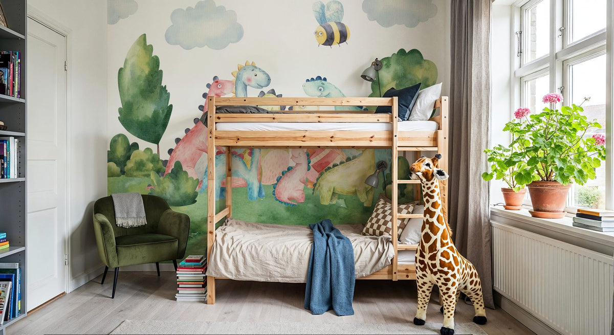 Dinosaur Family Mural Wallpaper - room preview 04