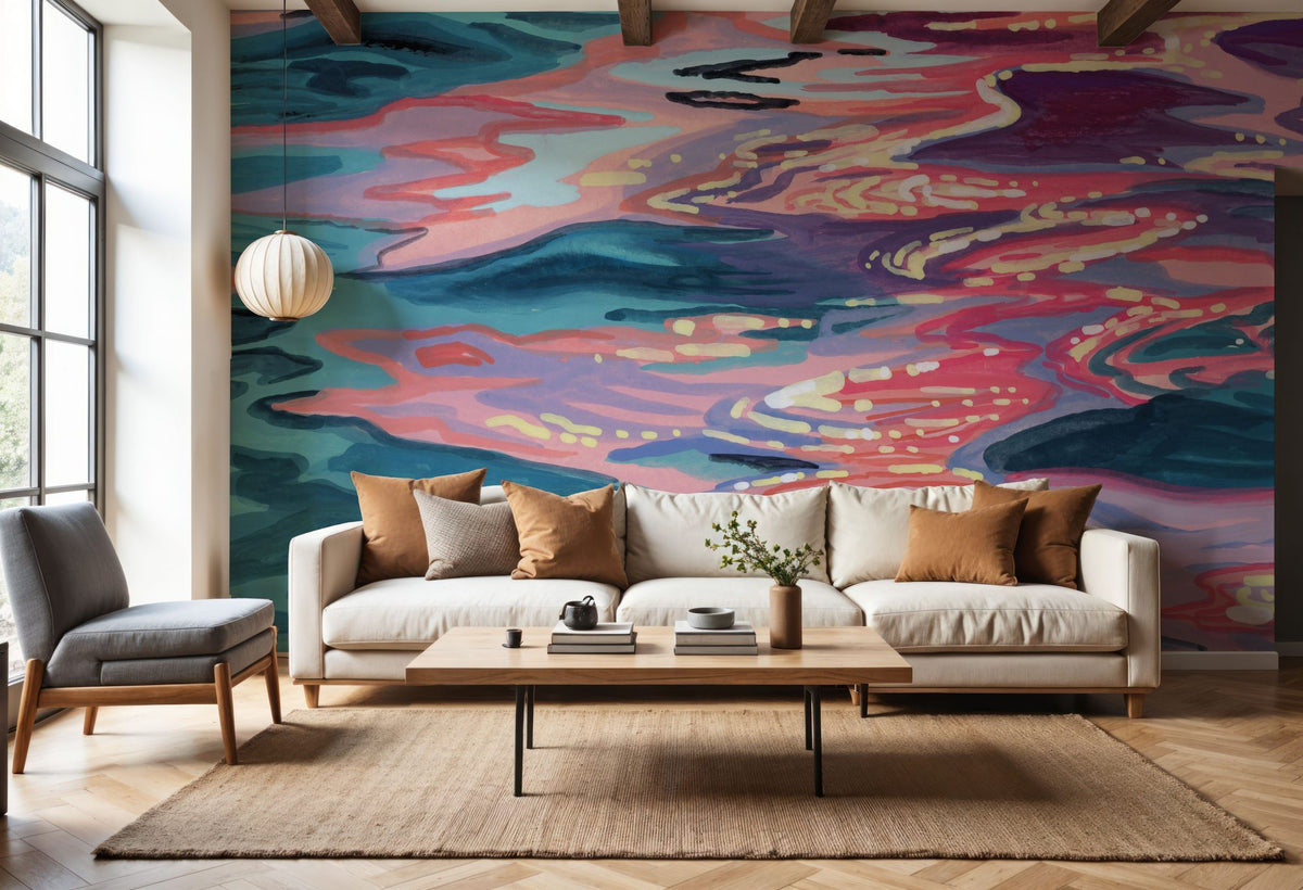 Sunset Reflections on Water Mural Wallpaper - room preview 04
