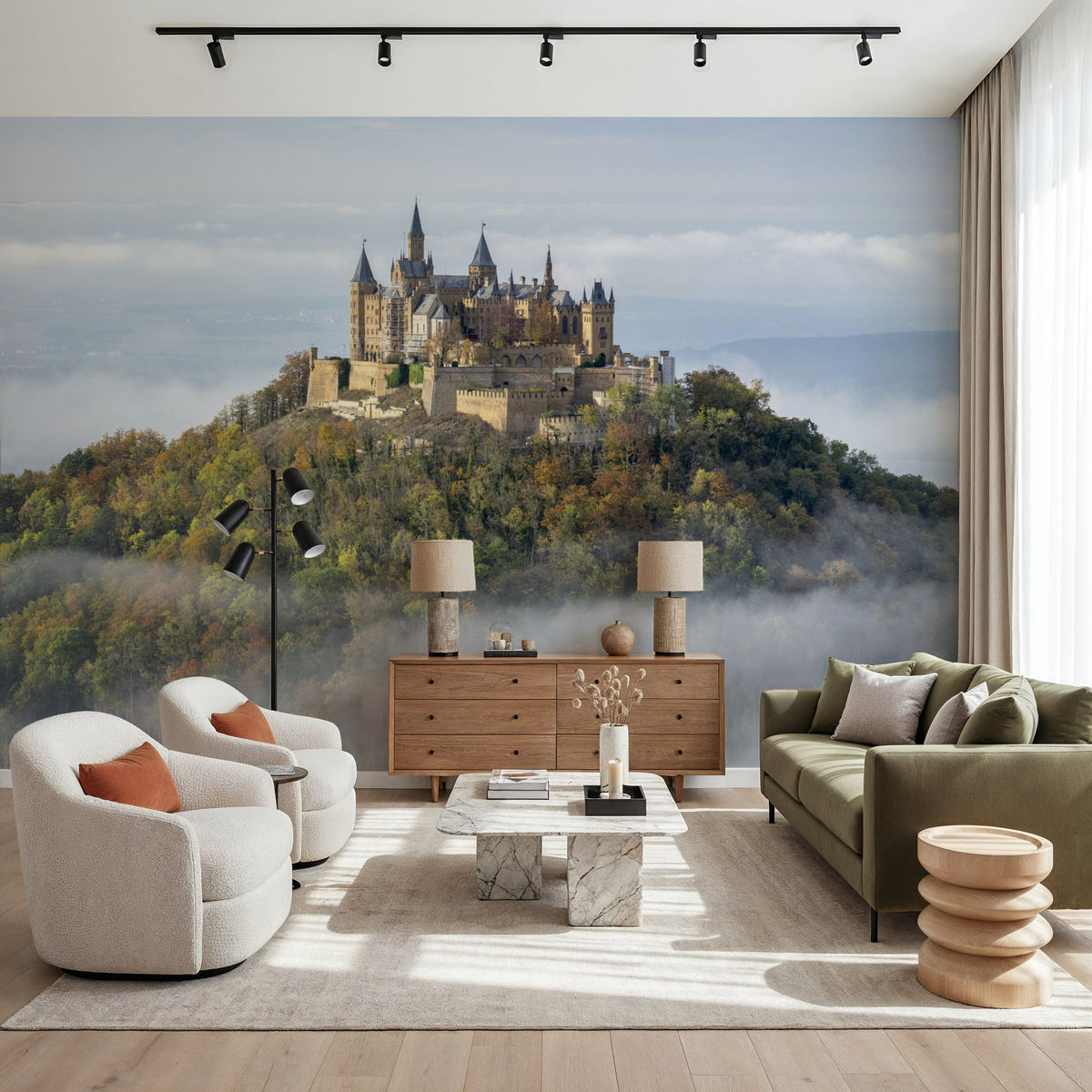 Hohenzollern Castle in Fall Mural Wallpaper - room preview 04