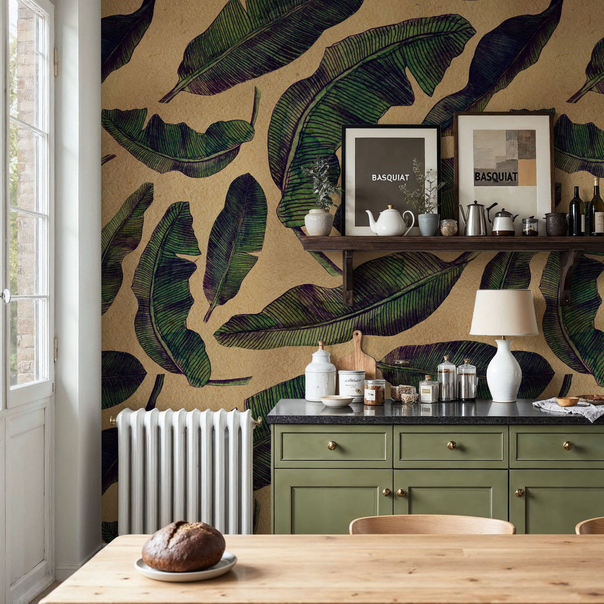 Veined Banana Leaf Mural Wallpaper - room preview 04